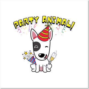 Party Animal Bull Terrier Posters and Art